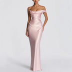 Off-Shoulder Satin Bodycon Dress