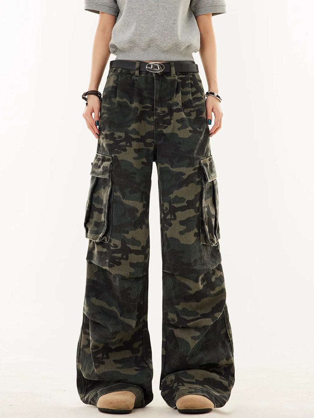 Plus Size Camouflage Straight-Leg Work Pants