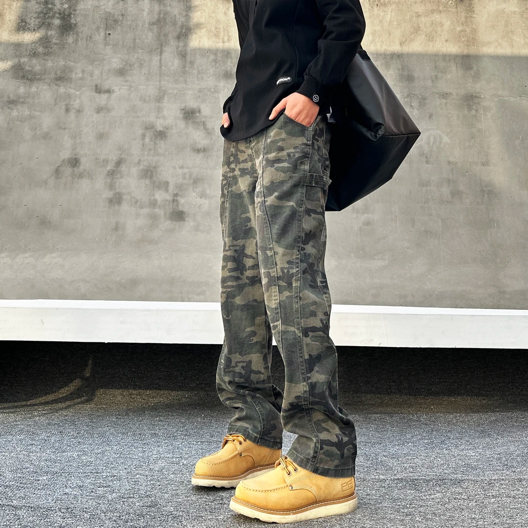 Plus Size Camouflage Straight-Leg Work Pants