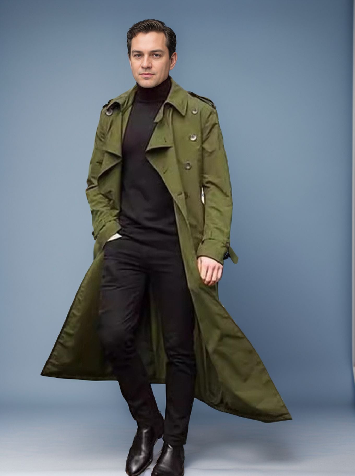 Men's Extra-Long Casual Windbreaker Jacket
