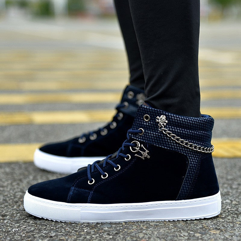 Men's High-Top Casual Canvas Sneakers, trendy boutique streetwear shoe.