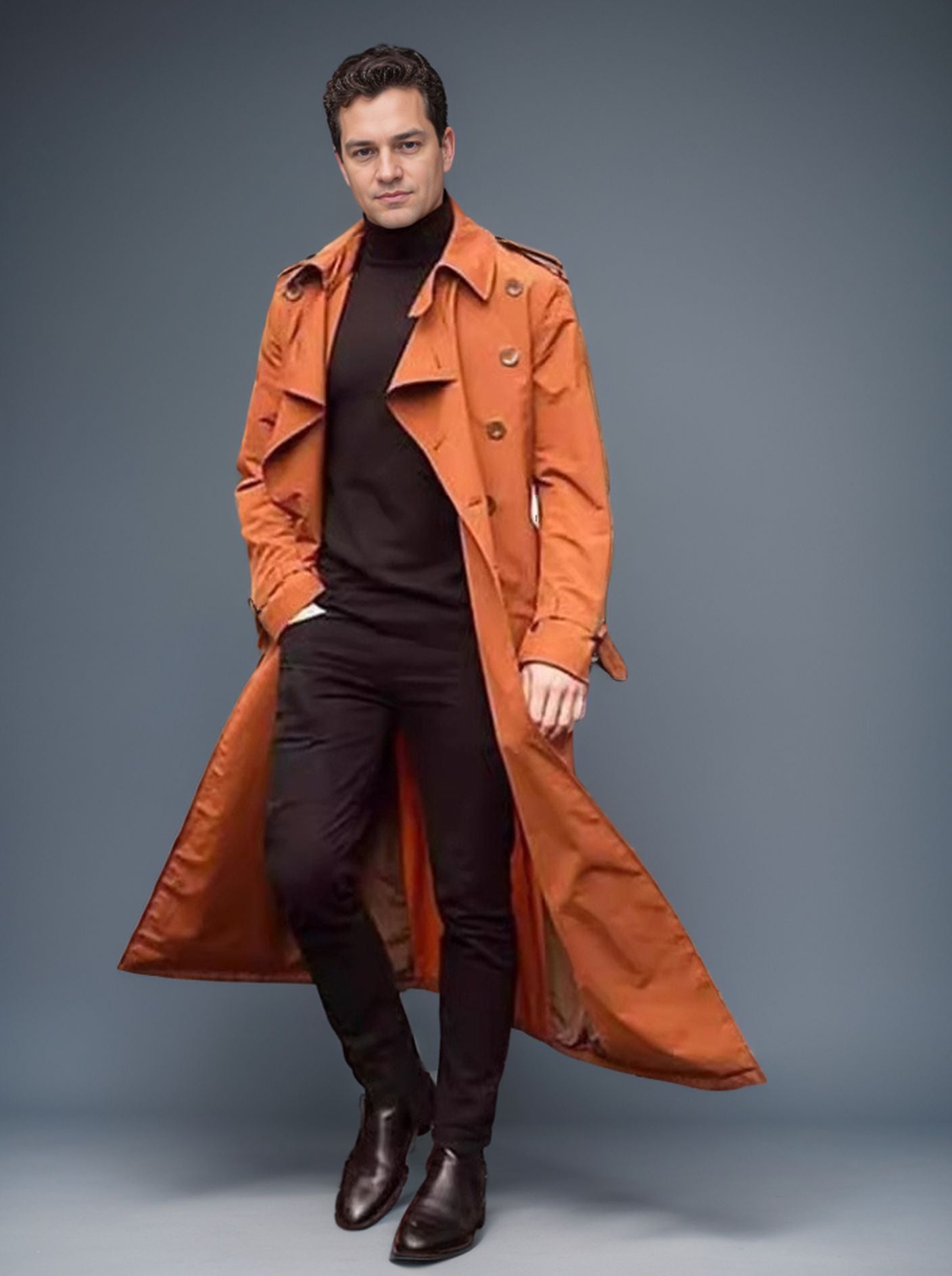 Men's Extra-Long Casual Windbreaker Jacket