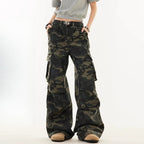 Plus Size Camouflage Straight-Leg Work Pants