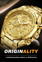 WWOOR Men's Gold Chronograph Luxury Wristwatch