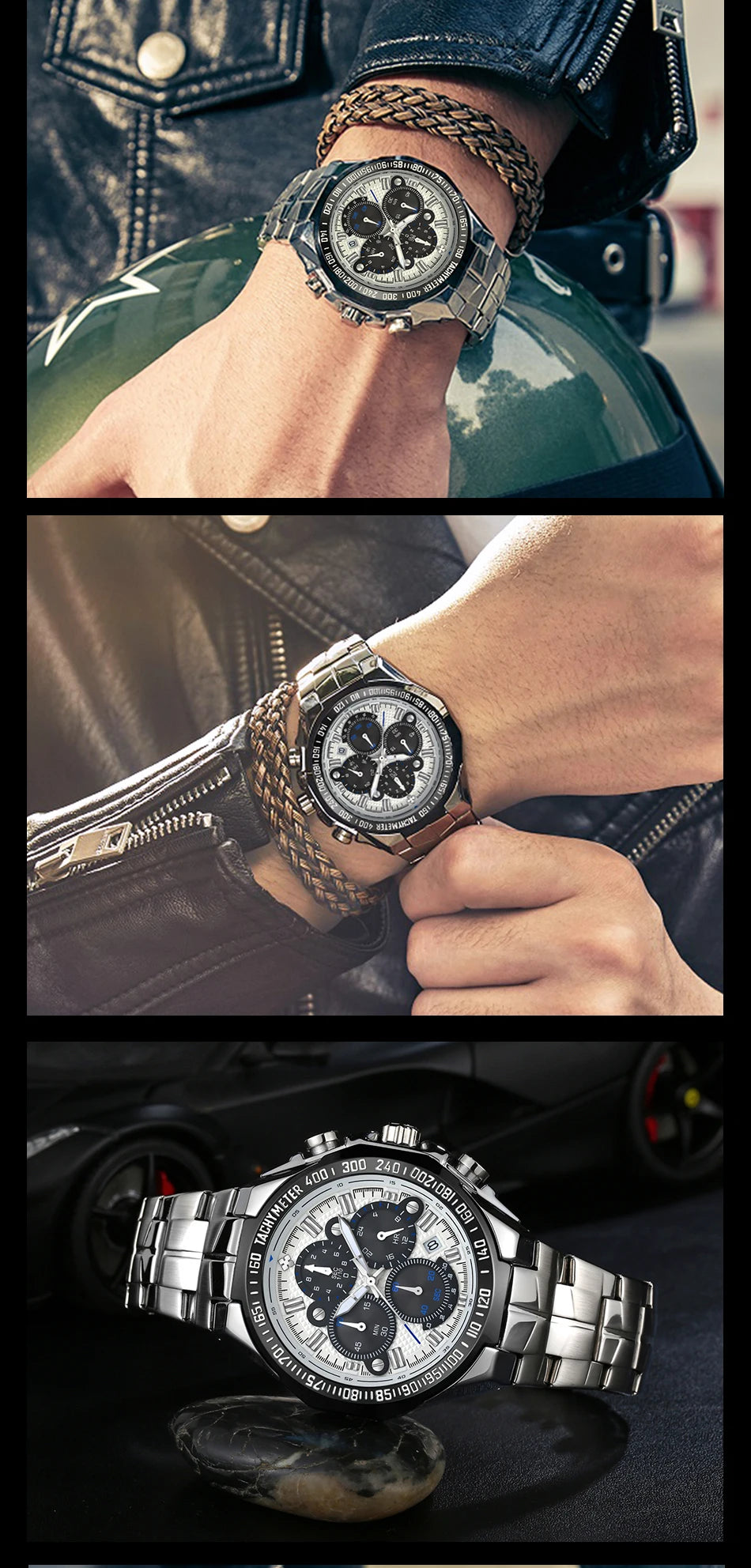 WWOOR Men's Gold Chronograph Luxury Wristwatch