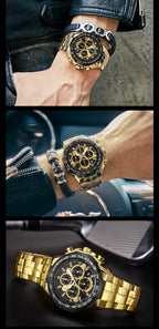 WWOOR Men's Gold Chronograph Luxury Wristwatch