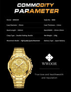 WWOOR Men's Gold Chronograph Luxury Wristwatch