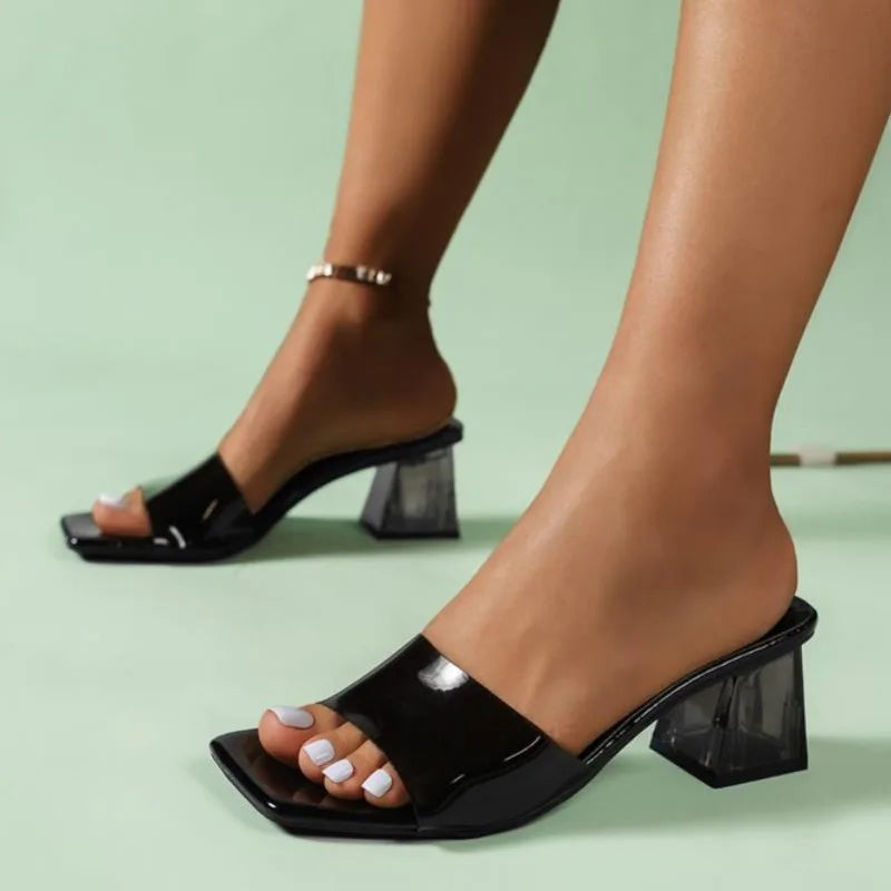 Crystal Clear Transparent Heel Mules