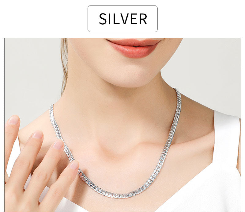 18K Gold & Silver 6mm Sideways Chain Necklace