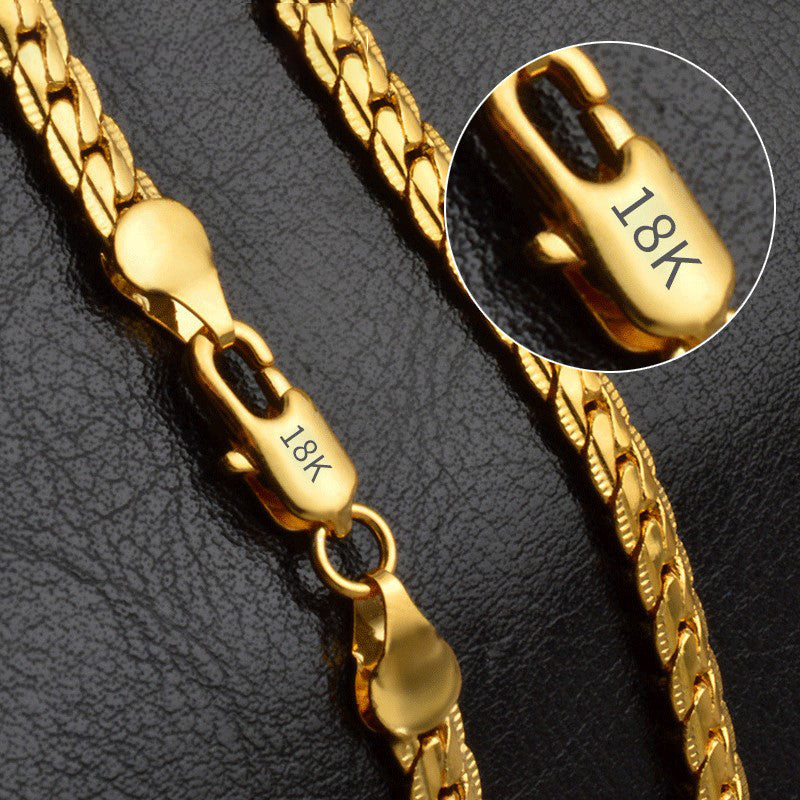 18K Gold & Silver 6mm Sideways Chain Necklace