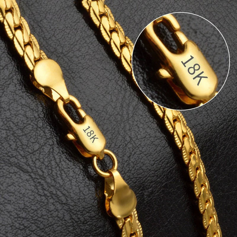 18K Gold & Silver 6mm Sideways Chain Necklace
