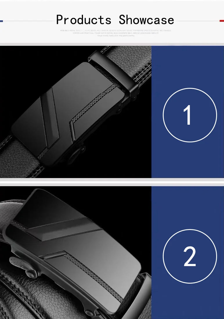 Men's Luxury Automatic Buckle Suit Belt — 110–130cm