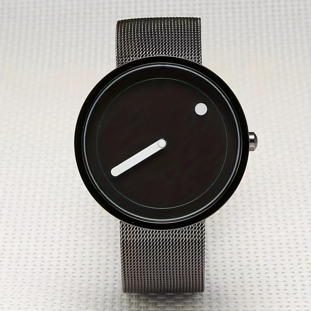 Minimalist Dot-Dial Steel Band Watch — Unisex