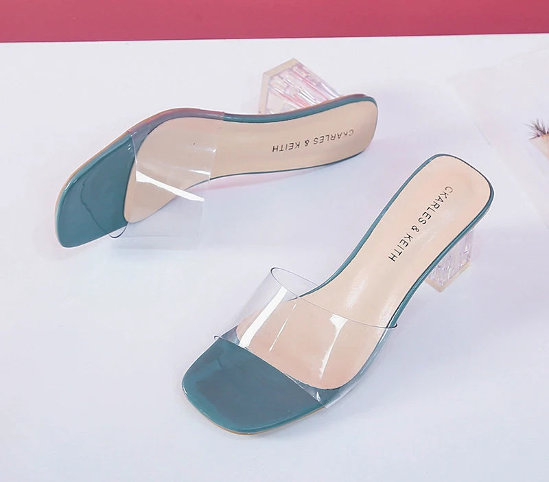 Crystal Clear Transparent Heel Slides — Size 42