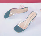 Crystal Clear Transparent Heel Slides — Size 42