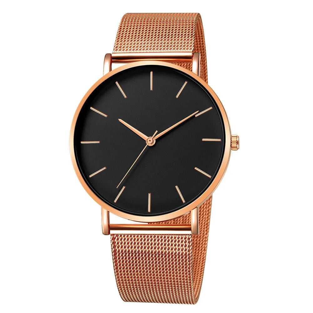 Rose Gold Ultra-Thin Mesh Belt Women's Watch