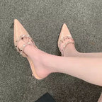 Studded Pointed-Toe Stiletto Party Mules