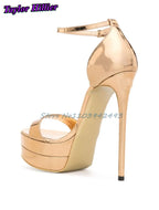 Metallic Silver Platform Heeled Sandals
