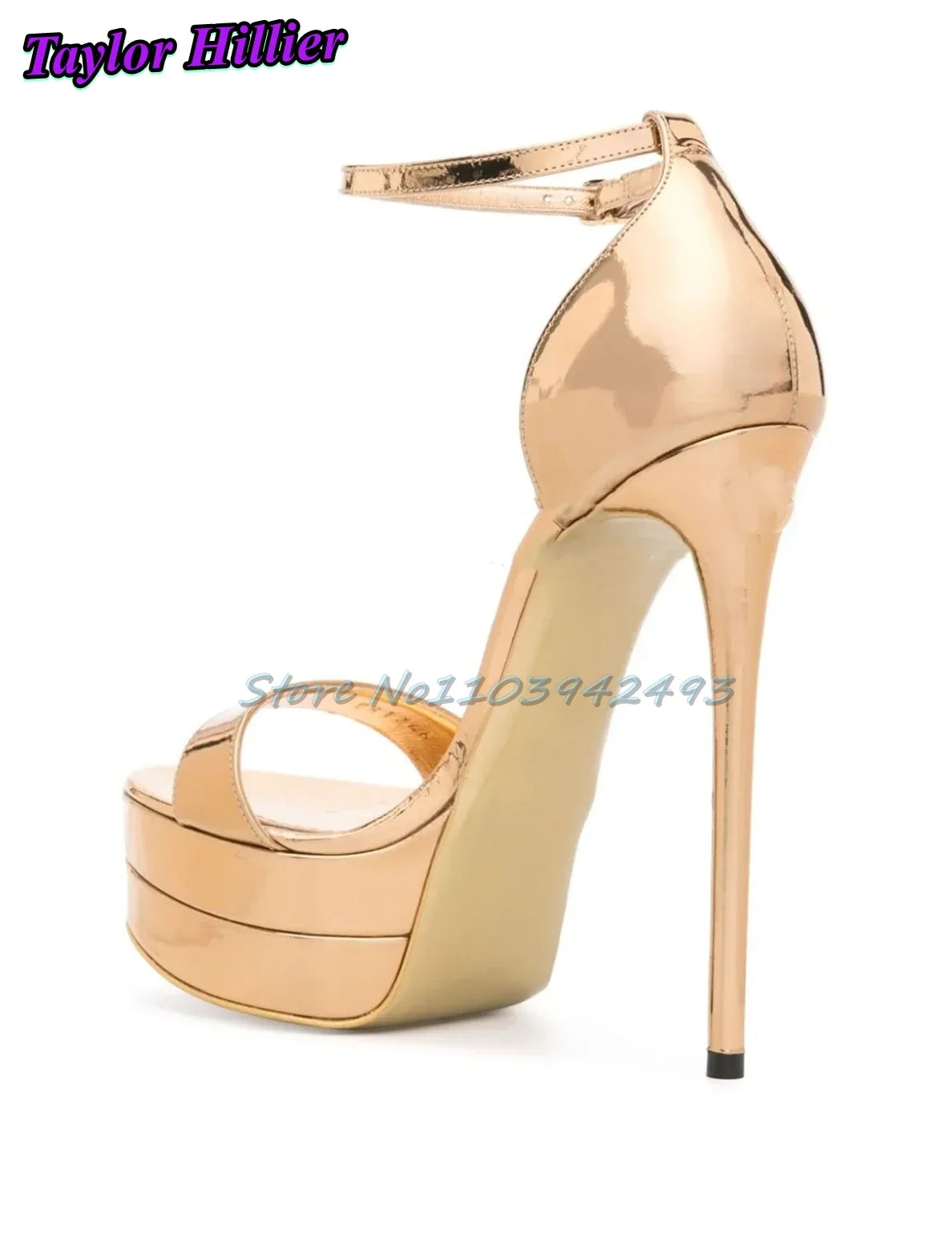 Metallic Silver Platform Heeled Sandals