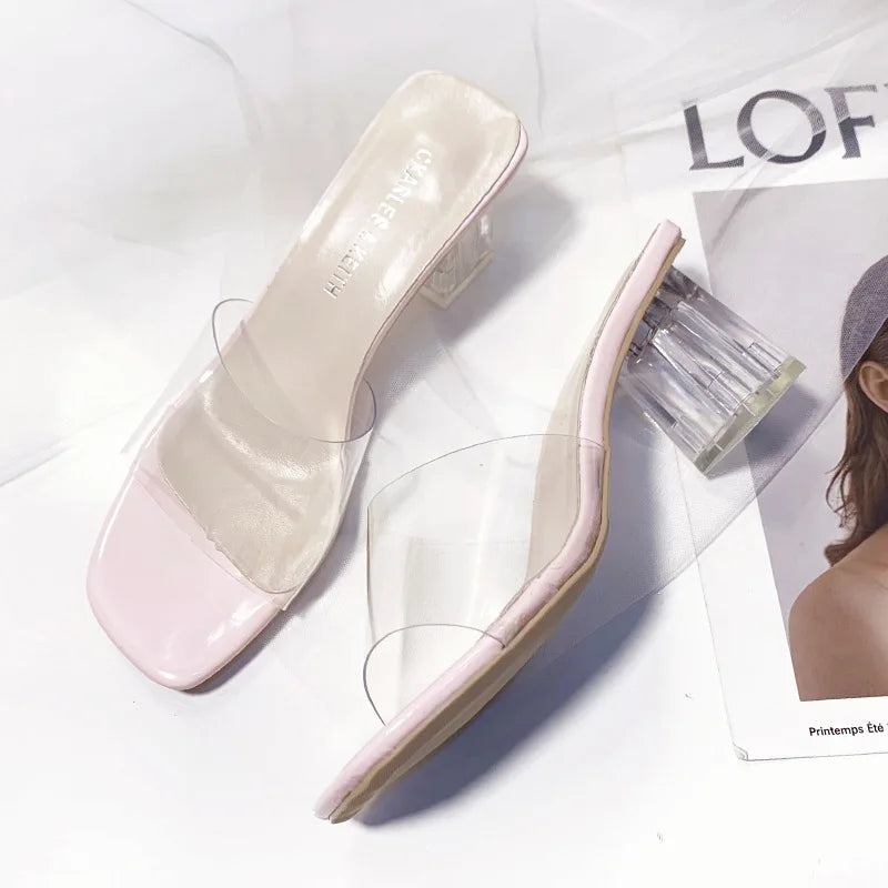 Crystal Clear Transparent Heel Slides — Size 42