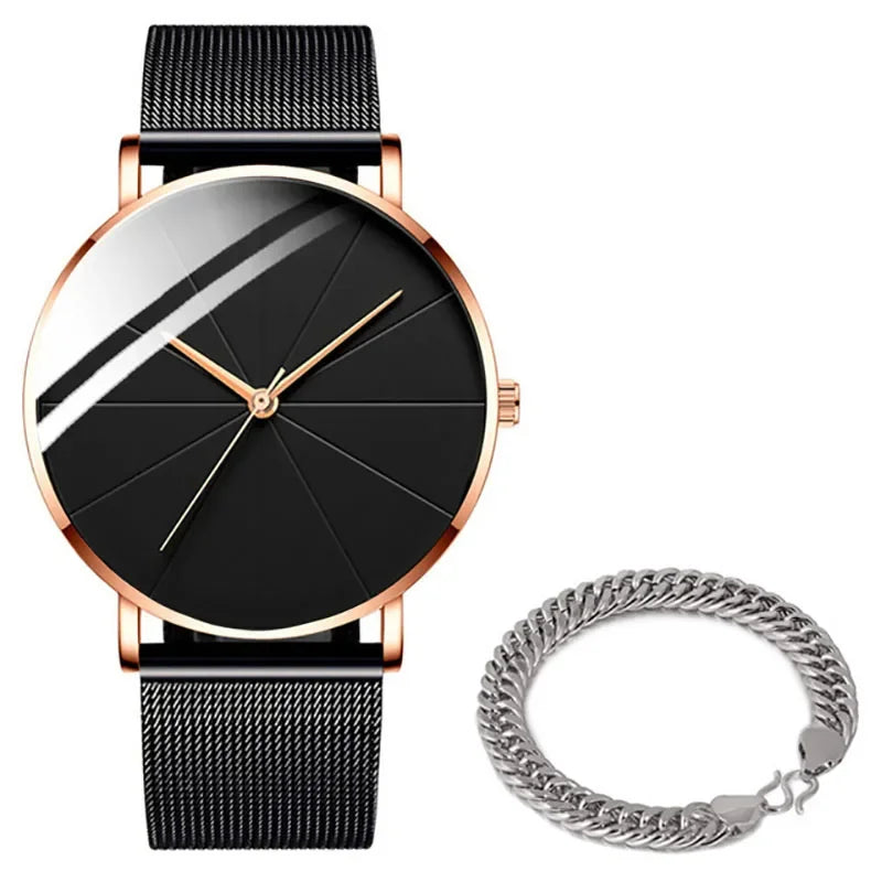 Men's Ultra-Thin Minimalist Mesh Belt Quartz Watch