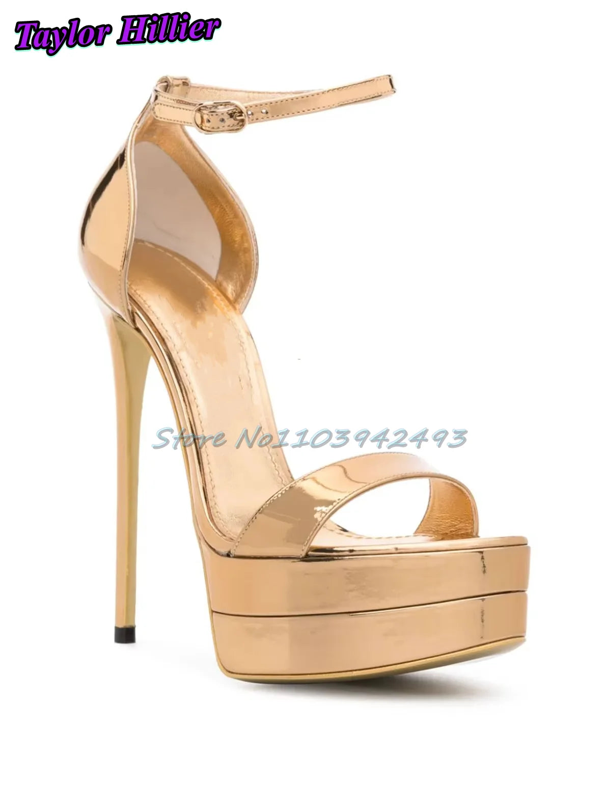 Metallic Silver Platform Heeled Sandals