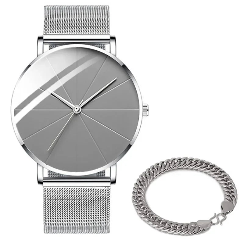 Men's Ultra-Thin Minimalist Mesh Belt Quartz Watch