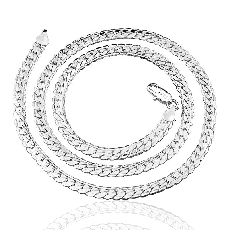 18K Gold & Silver 6mm Sideways Chain Necklace