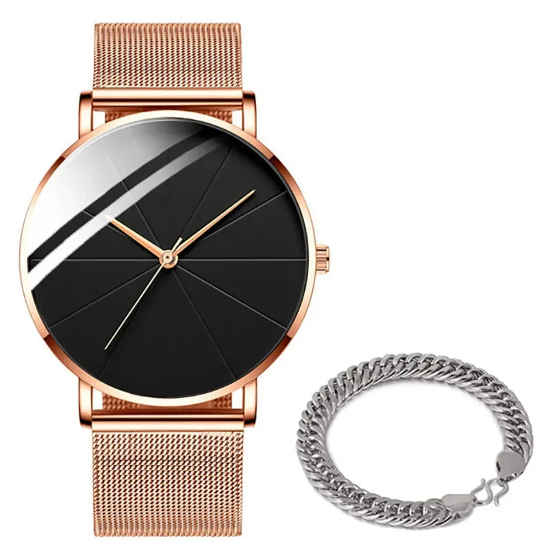 Men's Ultra-Thin Minimalist Mesh Belt Quartz Watch