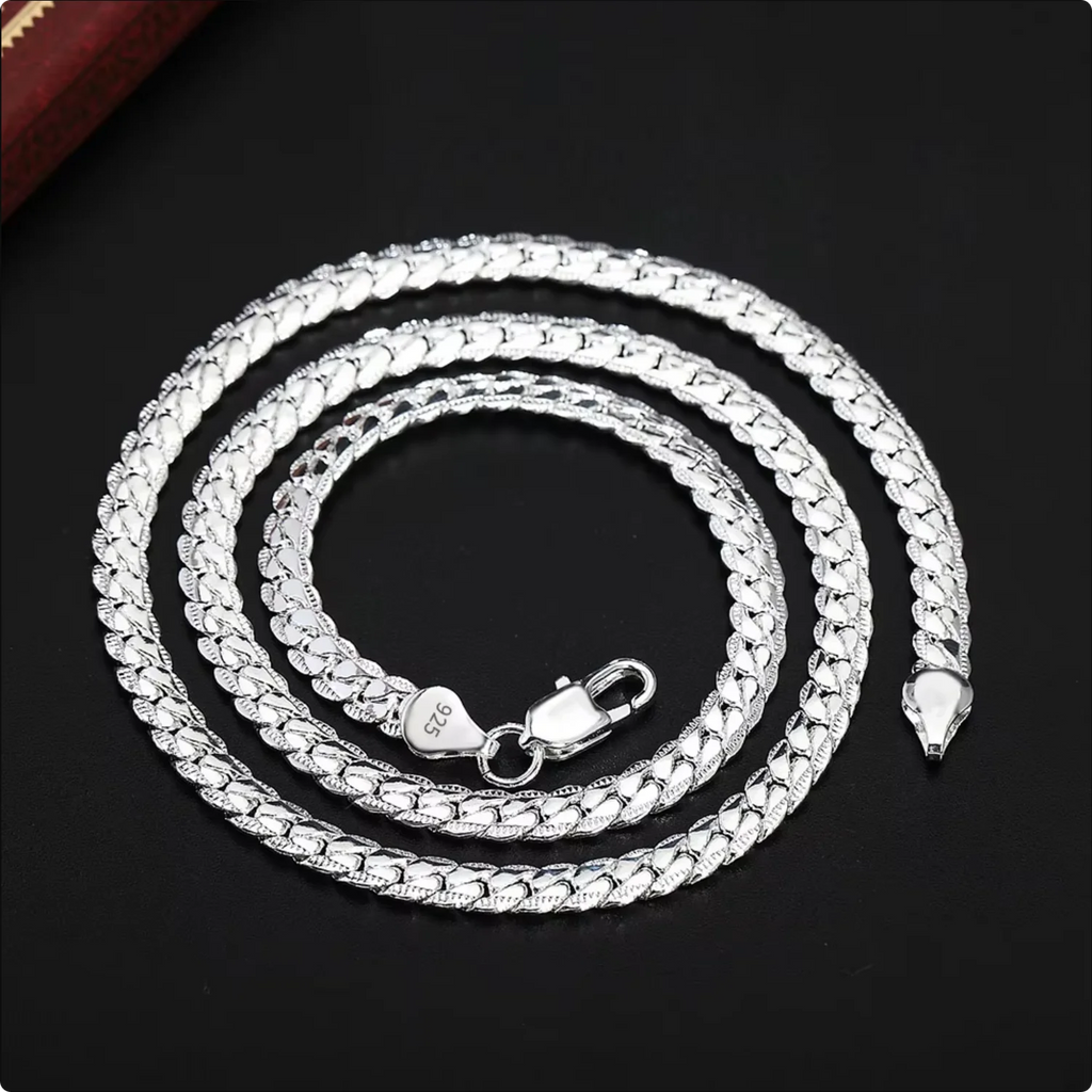 18K Gold & Silver 6mm Sideways Chain Necklace