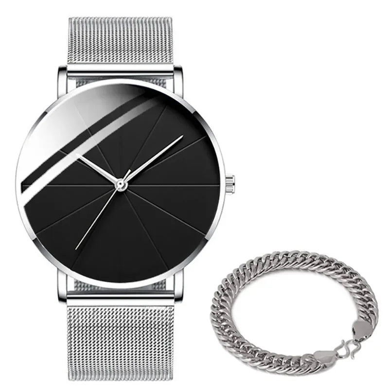 Men's Ultra-Thin Minimalist Mesh Belt Quartz Watch