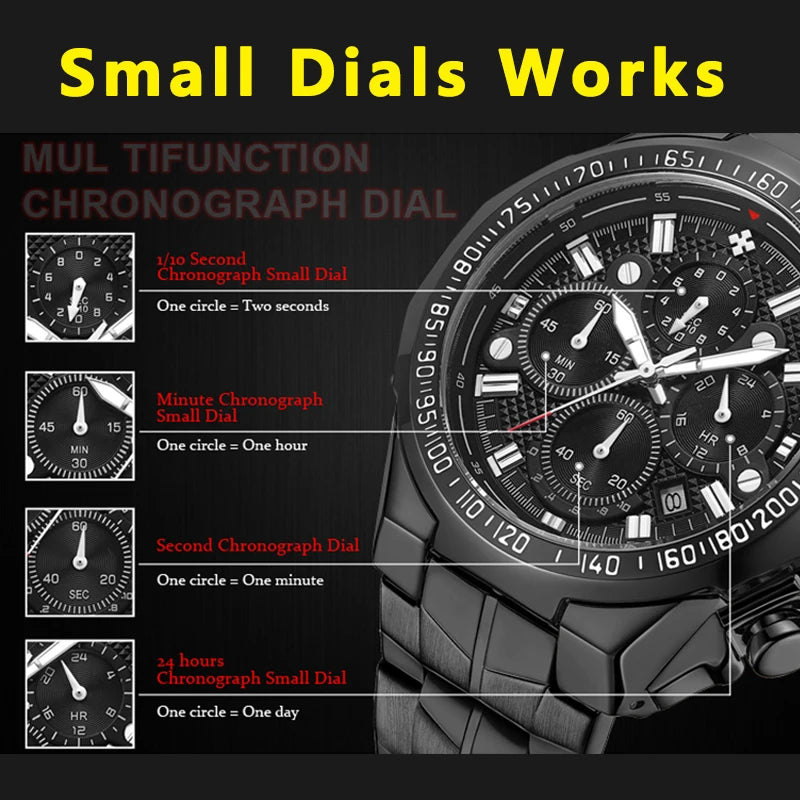 WWOOR Men's Gold Chronograph Luxury Wristwatch