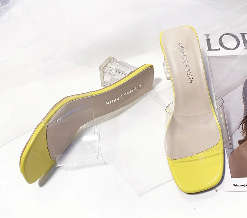 Crystal Clear Transparent Heel Slides — Size 42