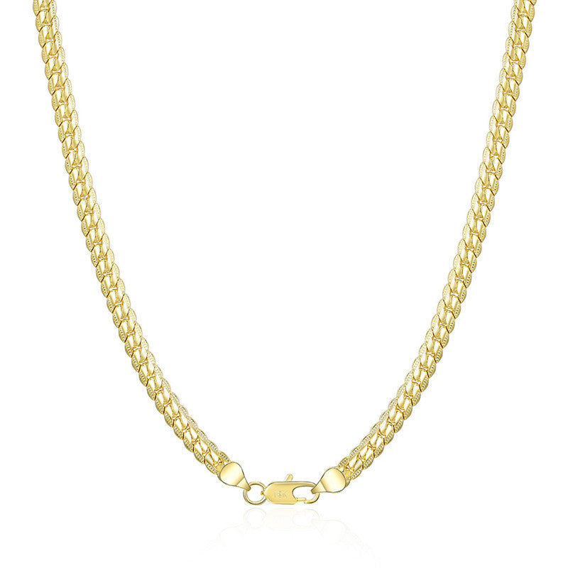 18K Gold & Silver 6mm Sideways Chain Necklace
