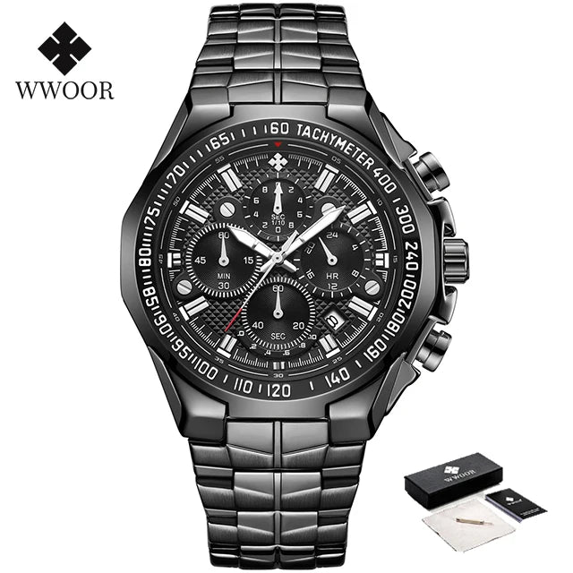 WWOOR Men's Gold Chronograph Luxury Wristwatch
