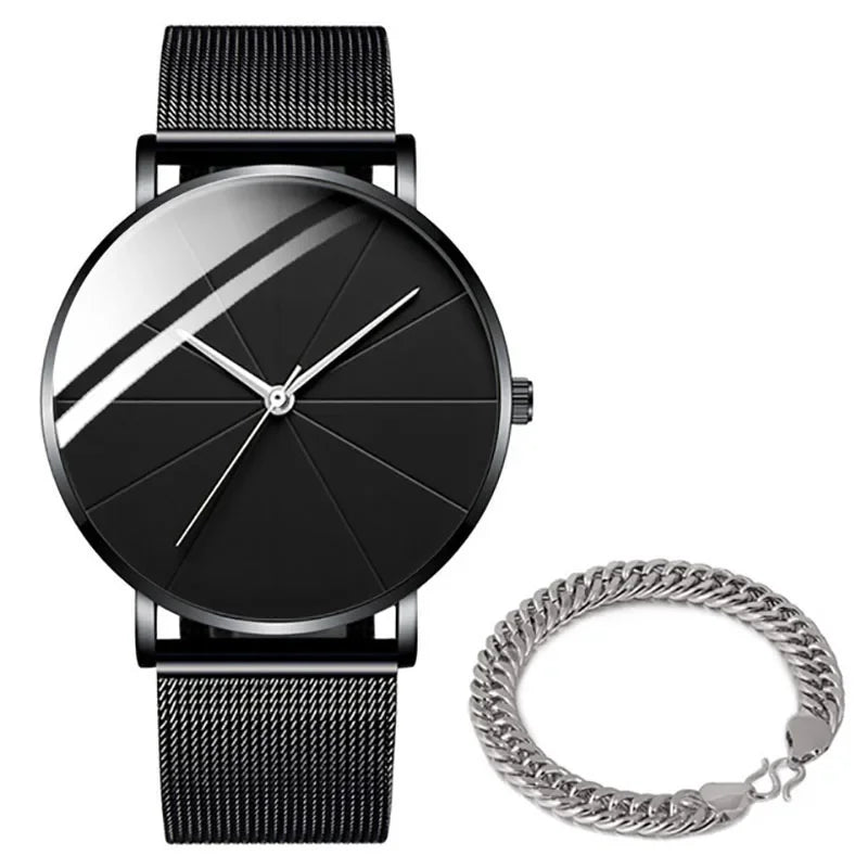 Men's Ultra-Thin Minimalist Mesh Belt Quartz Watch