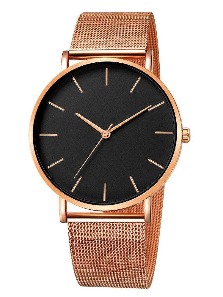 Rose Gold Ultra-Thin Mesh Belt Women's Watch