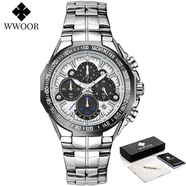 WWOOR Men's Gold Chronograph Luxury Wristwatch