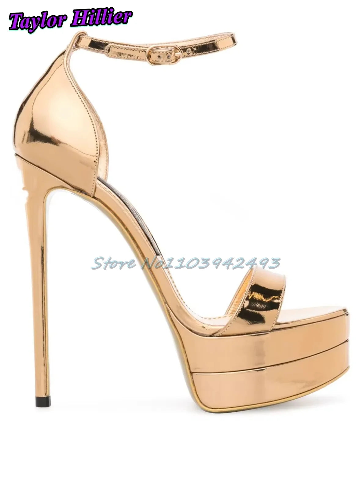 Metallic Silver Platform Heeled Sandals