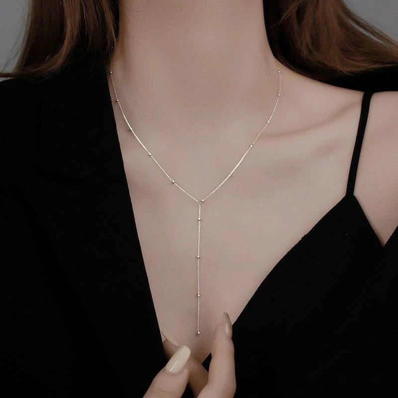 Gold Double-Layer Tassel Choker Necklace