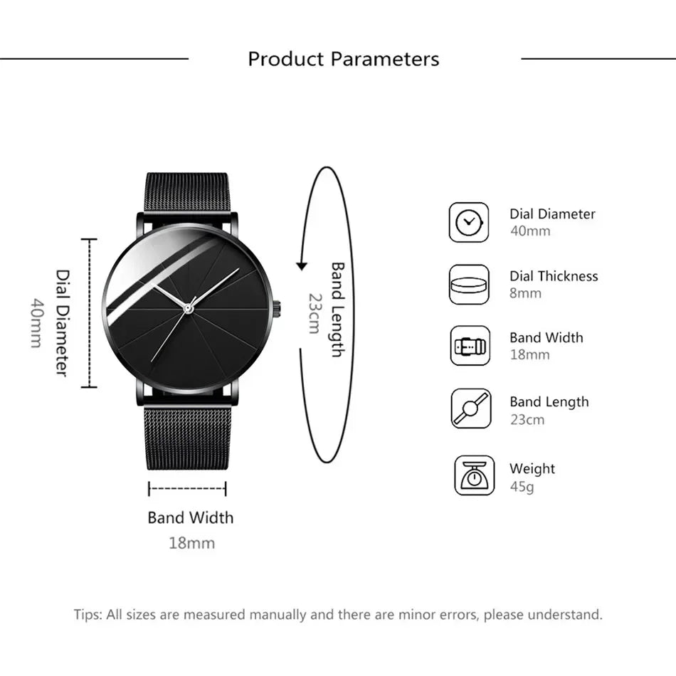 Men's Ultra-Thin Minimalist Mesh Belt Quartz Watch