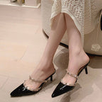 Studded Pointed-Toe Stiletto Party Mules