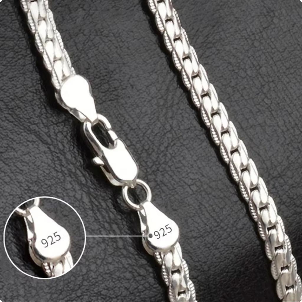 18K Gold & Silver 6mm Sideways Chain Necklace