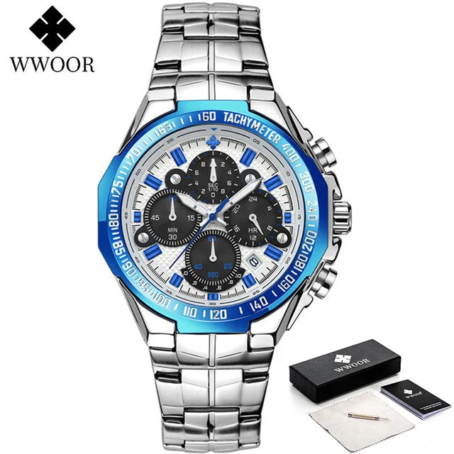 WWOOR Men's Gold Chronograph Luxury Wristwatch