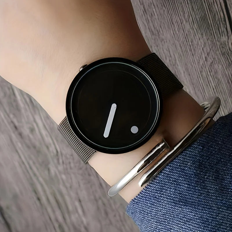 Minimalist Dot-Dial Steel Band Watch — Unisex