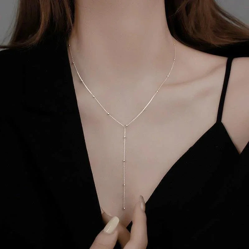 Gold Double-Layer Tassel Choker Necklace