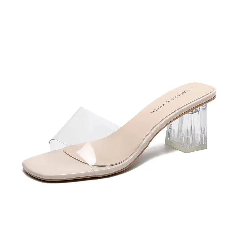 Crystal Clear Transparent Heel Slides — Size 42