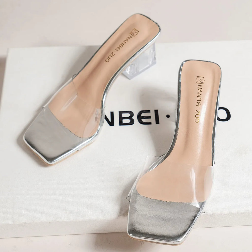 Crystal Clear Transparent Heel Mules