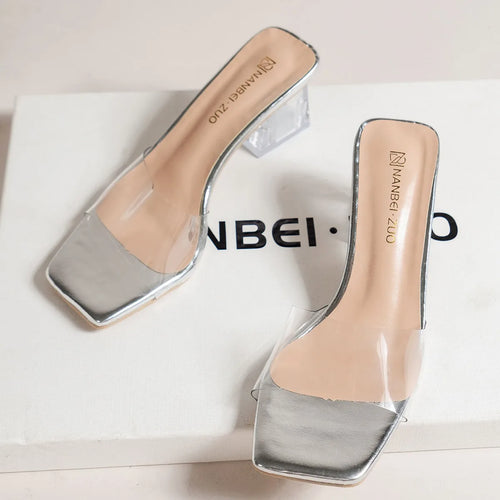 Crystal Clear Transparent Heel Mules