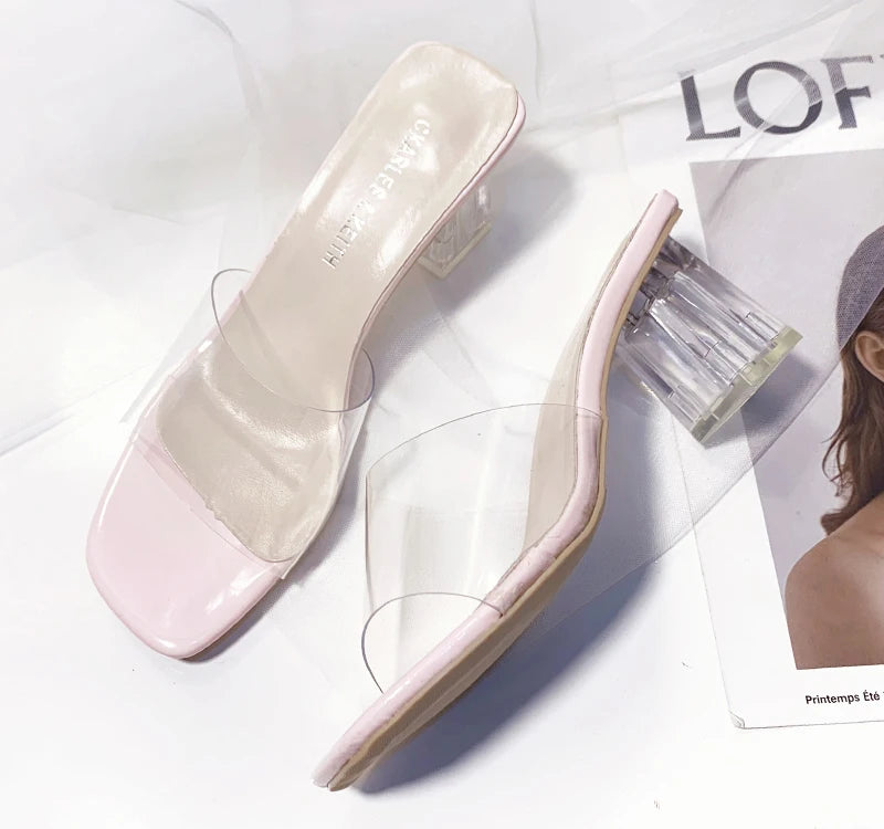 Crystal Clear Transparent Heel Slides — Size 42